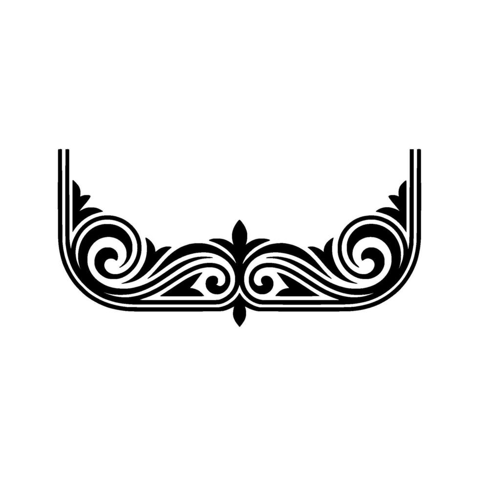 Elegant Black Floral Scroll Border Ornament on White vector