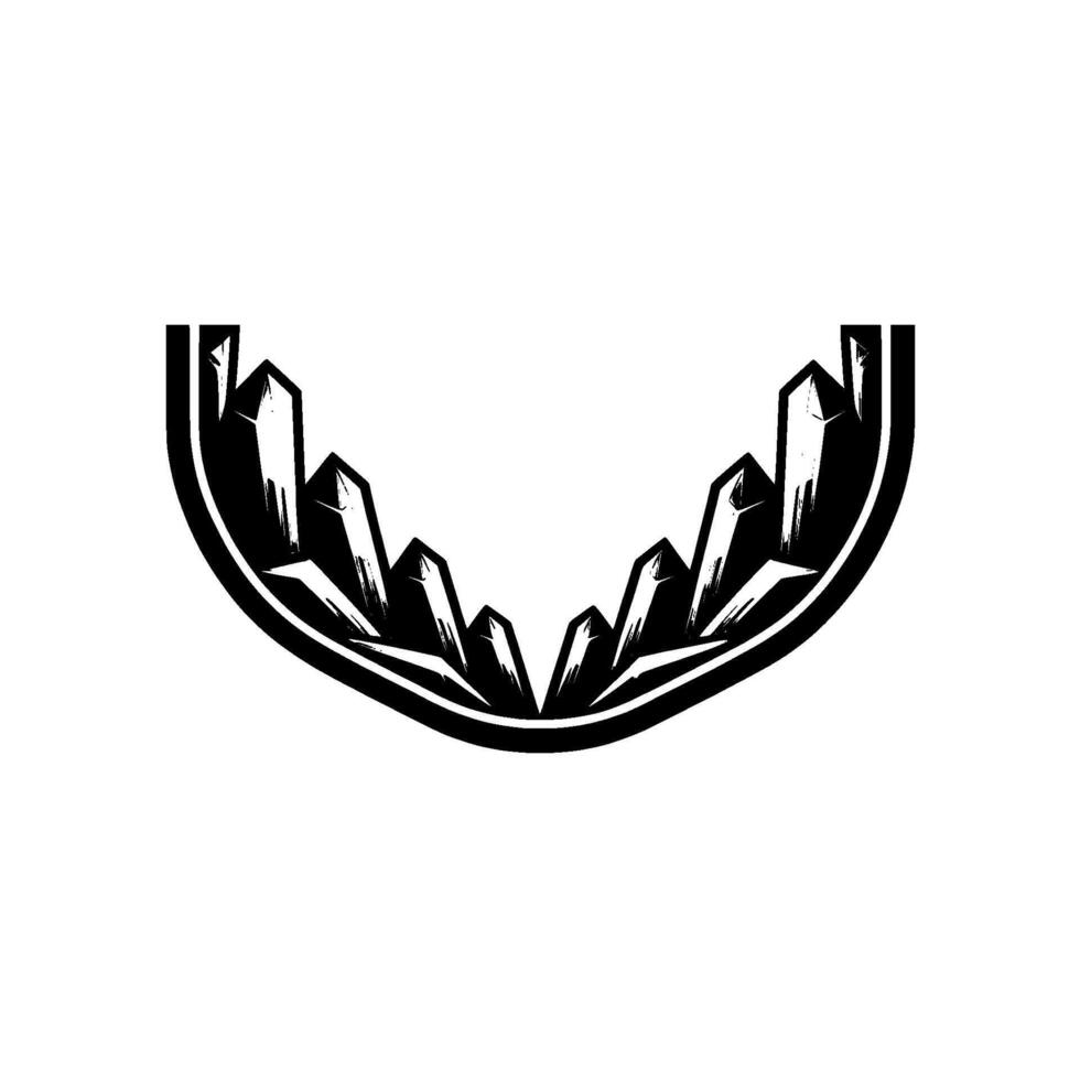 Geometric Crystal Formation Emblem in Black and Silver vector