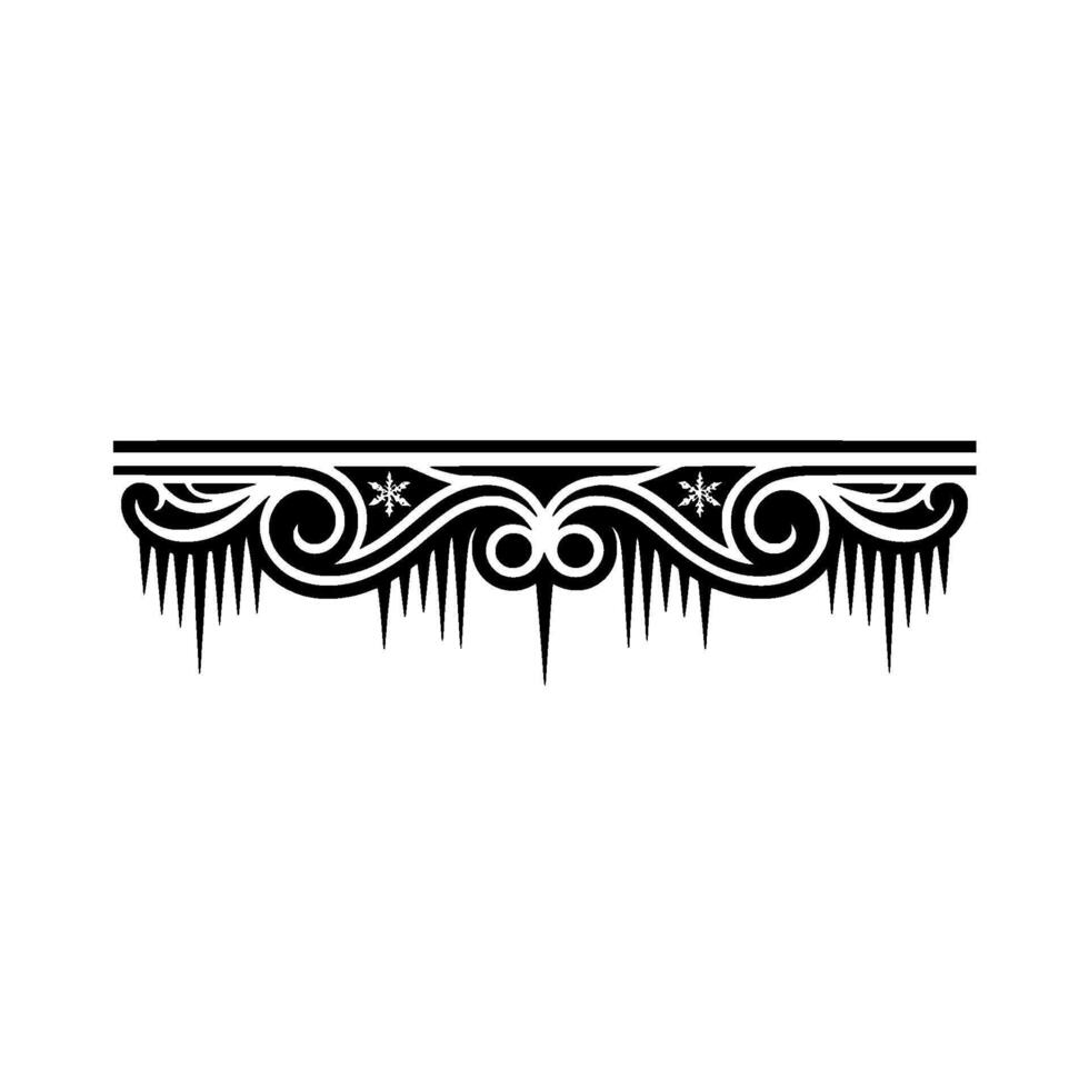 Winter Icicle Ornament Black and White Decorative Border vector