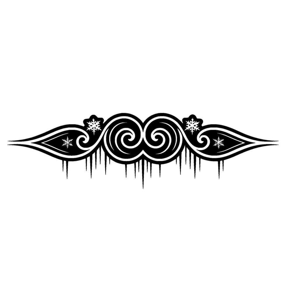 Ornamental Winter Border Black and White, Decorative vector