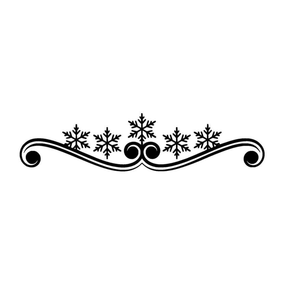 Black Snowflake Border, on White Background vector