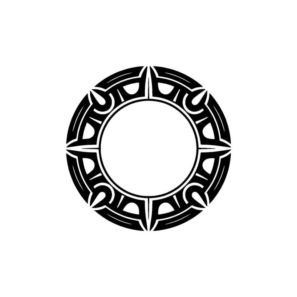 Tribal Circle Frame Bold Black on White Background vector