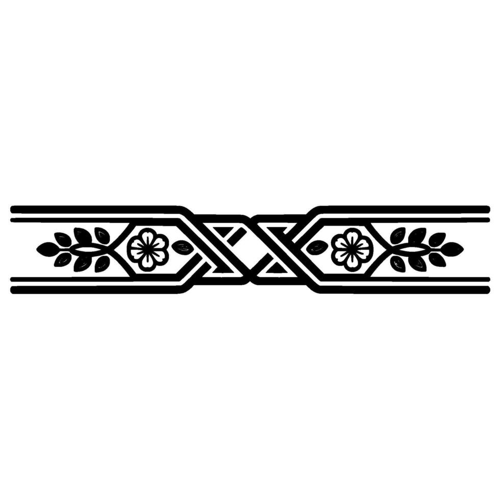 Floral Border Black Line Art with Interwoven Elements vector