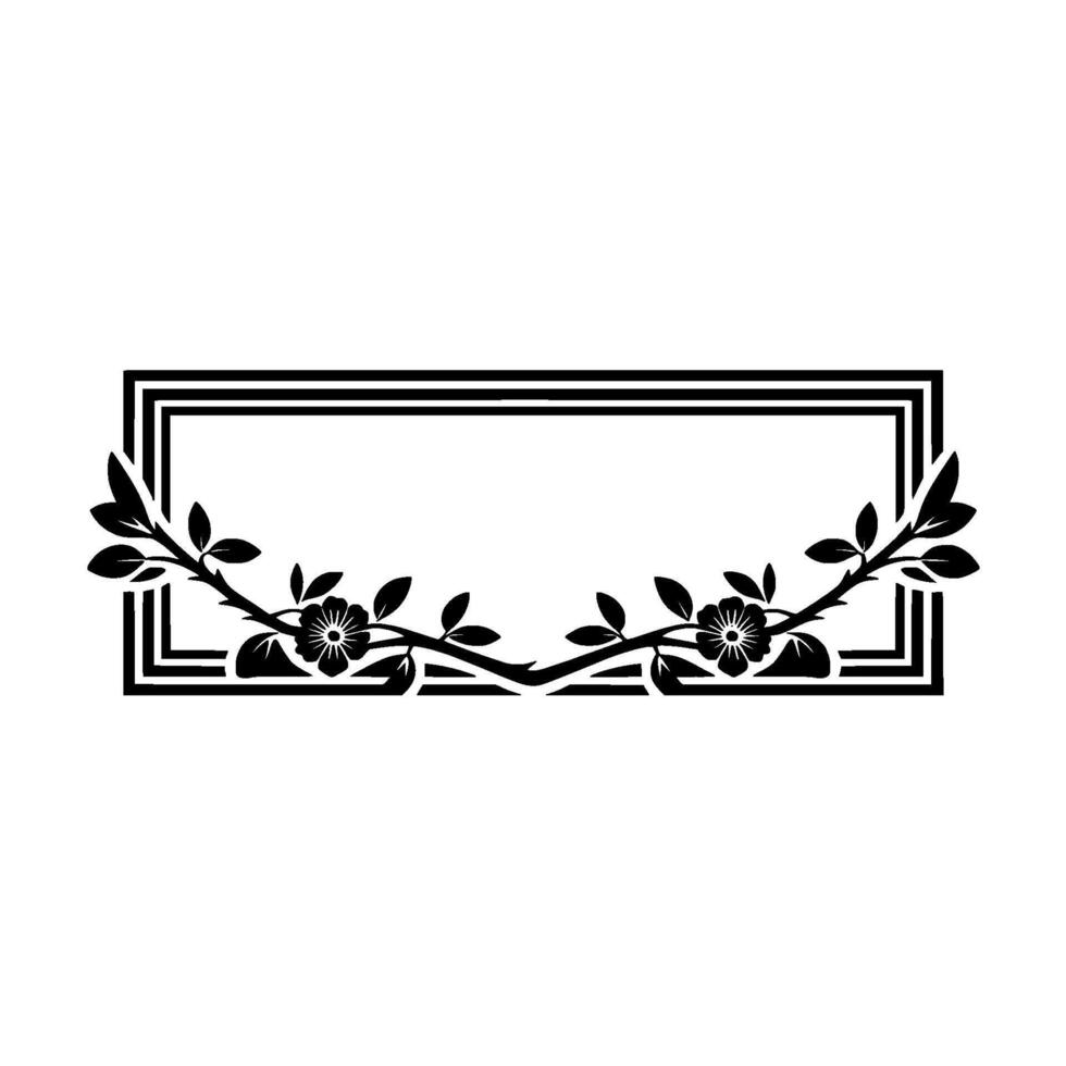 Elegant Floral Frame Monochrome Botanical vector