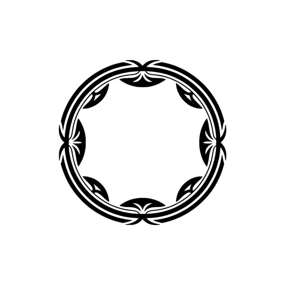 Tribal Circle Frame Black and White Decorative on Light Grey vector
