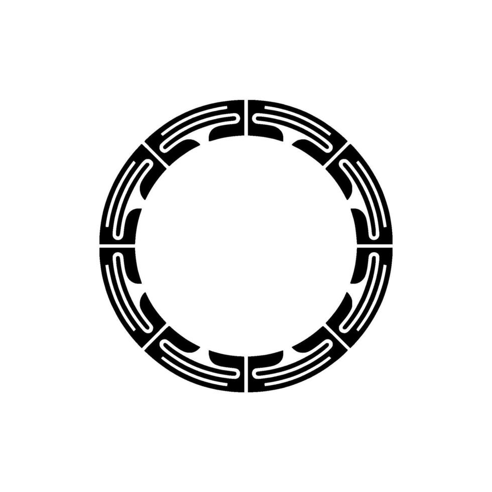 Modern Geometric Circular Ornament, Abstract Tribal on White vector