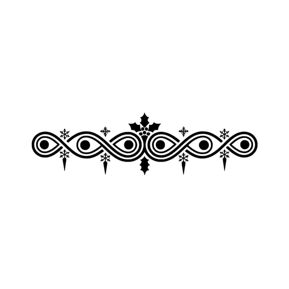 Elegant Christmas Border Ornament in Black, Decorative, Minimalist vector