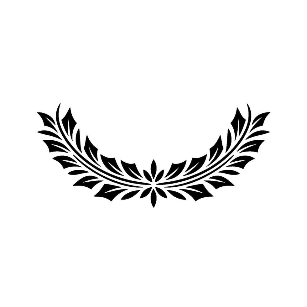 Elegant Black Leaf Wreath Element on White Background vector