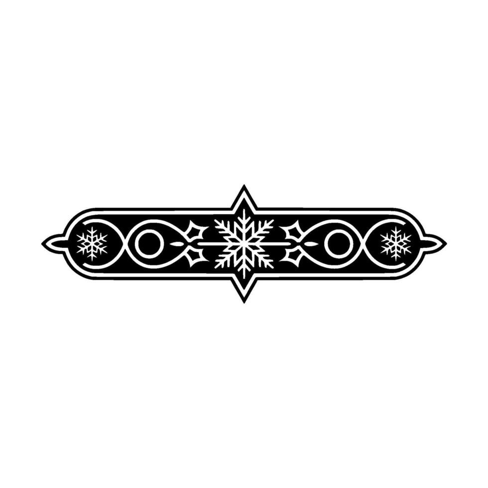 Elegant Winter Snowflake Border- in Black White vector