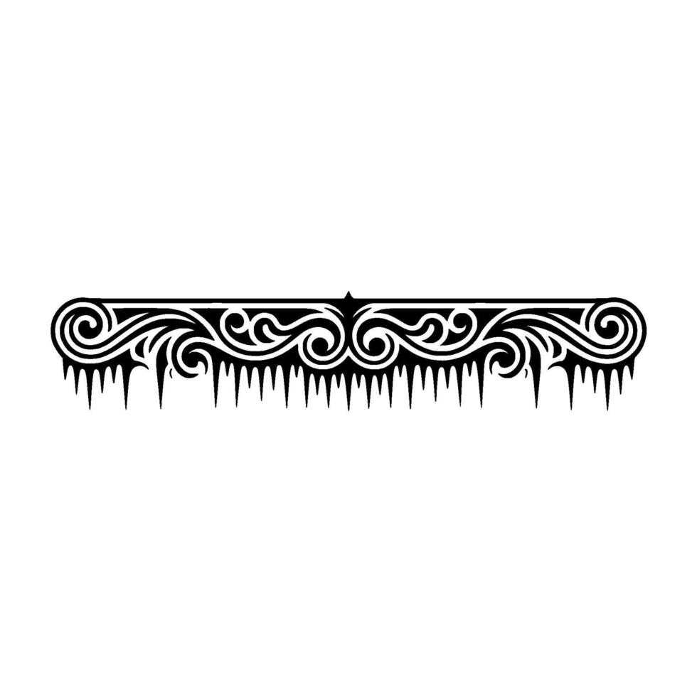 Intricate Black Scrollwork Border with Icicle Details, Minimalist vector