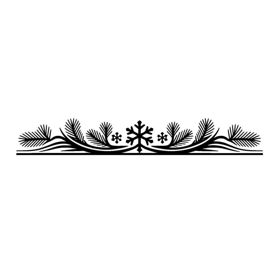 Winter Border Spruce Branches Snowflake Silhouette vector