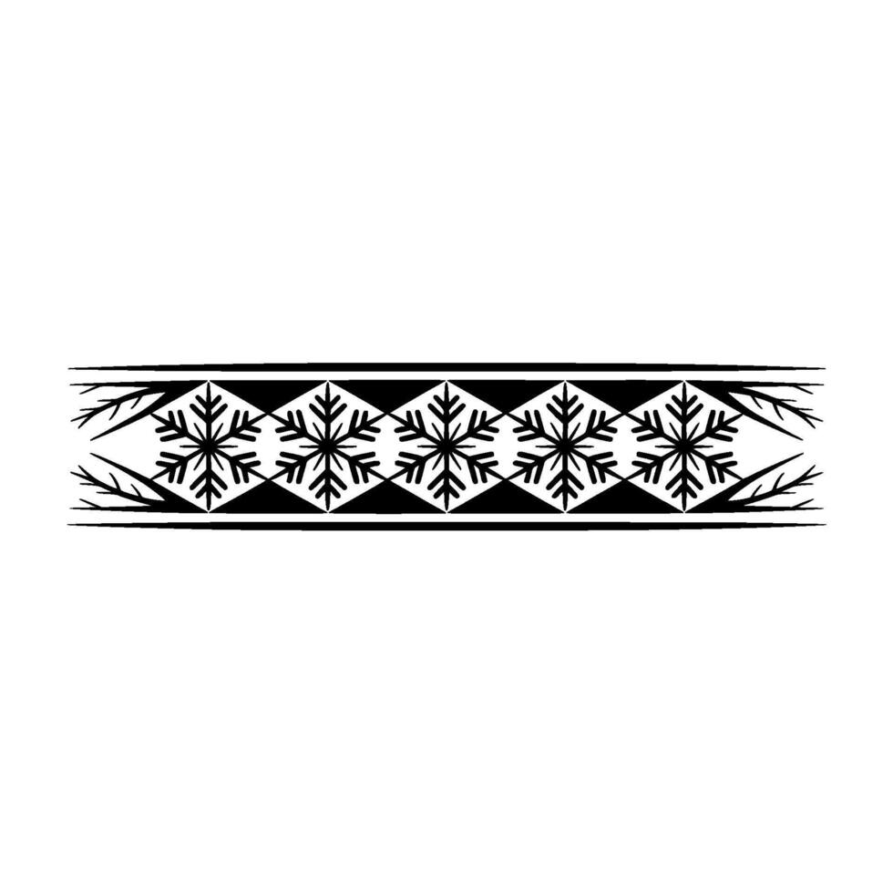 Geometric Snowflake Border Illustration, Black and White Winter vector