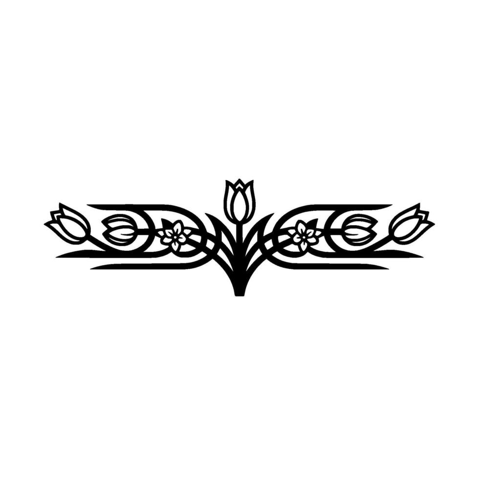 Floral Border , Black and White Tulip and Flower Ornament vector