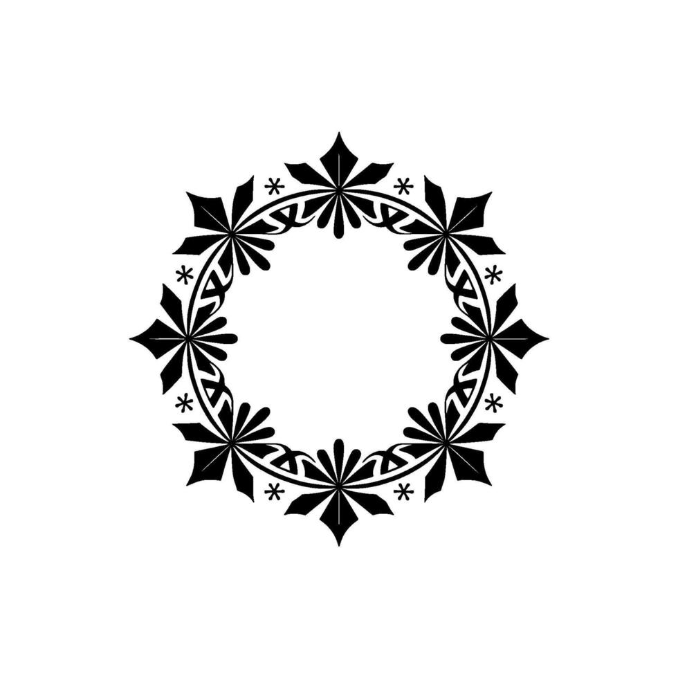 Ornate Black Floral Frame on Cream Background - Elegant Element vector