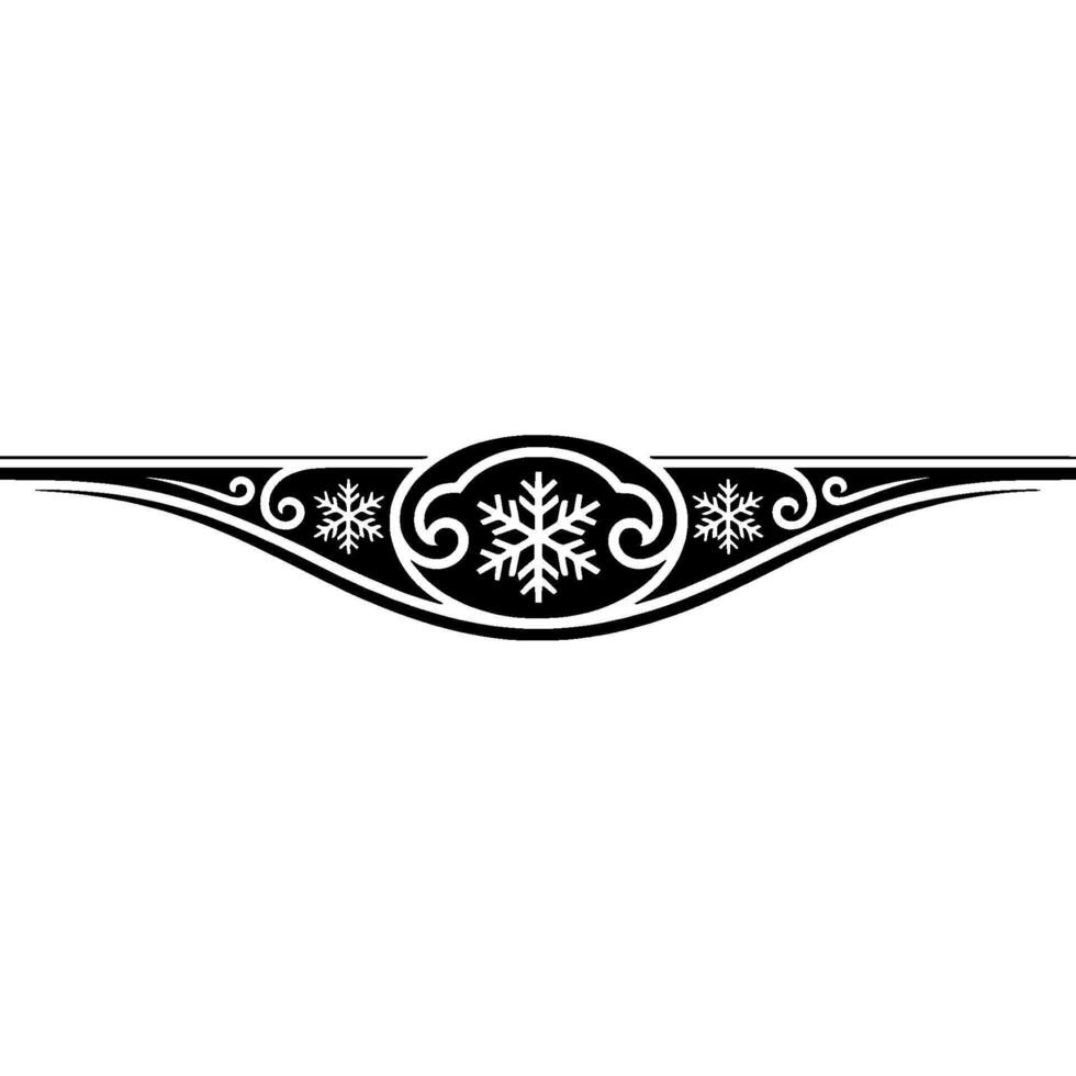 Elegant Winter Ornament Border with Snowflakes - Black White vector