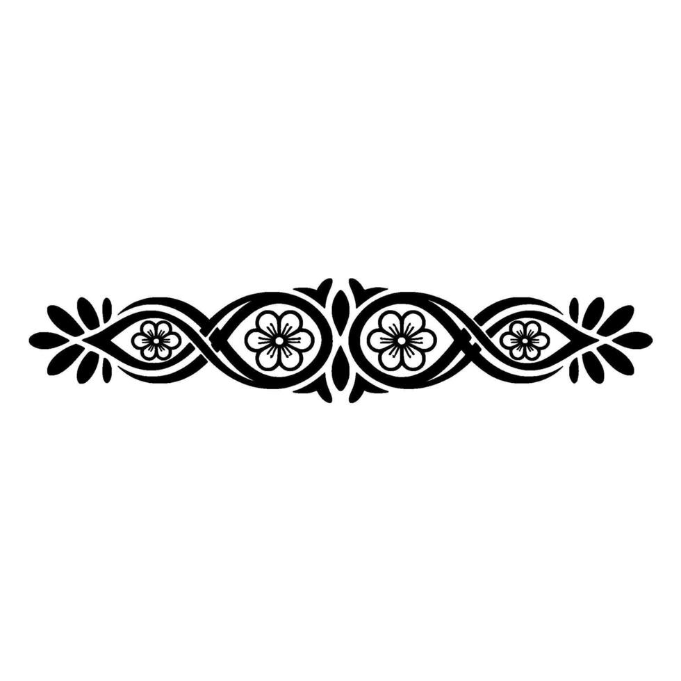 Elegant Black Floral Border Ornament, Illustration vector