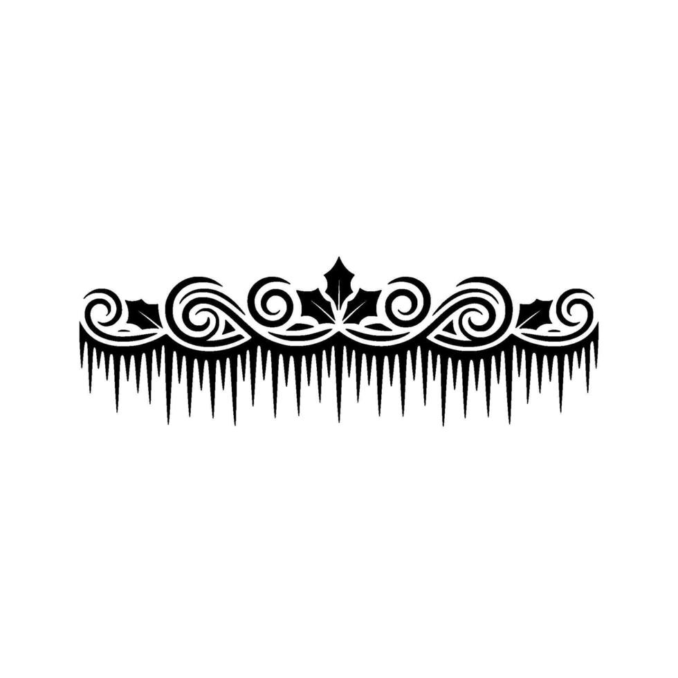 Winter Frost Ornament Border Swirls, Holly, and Icicles vector
