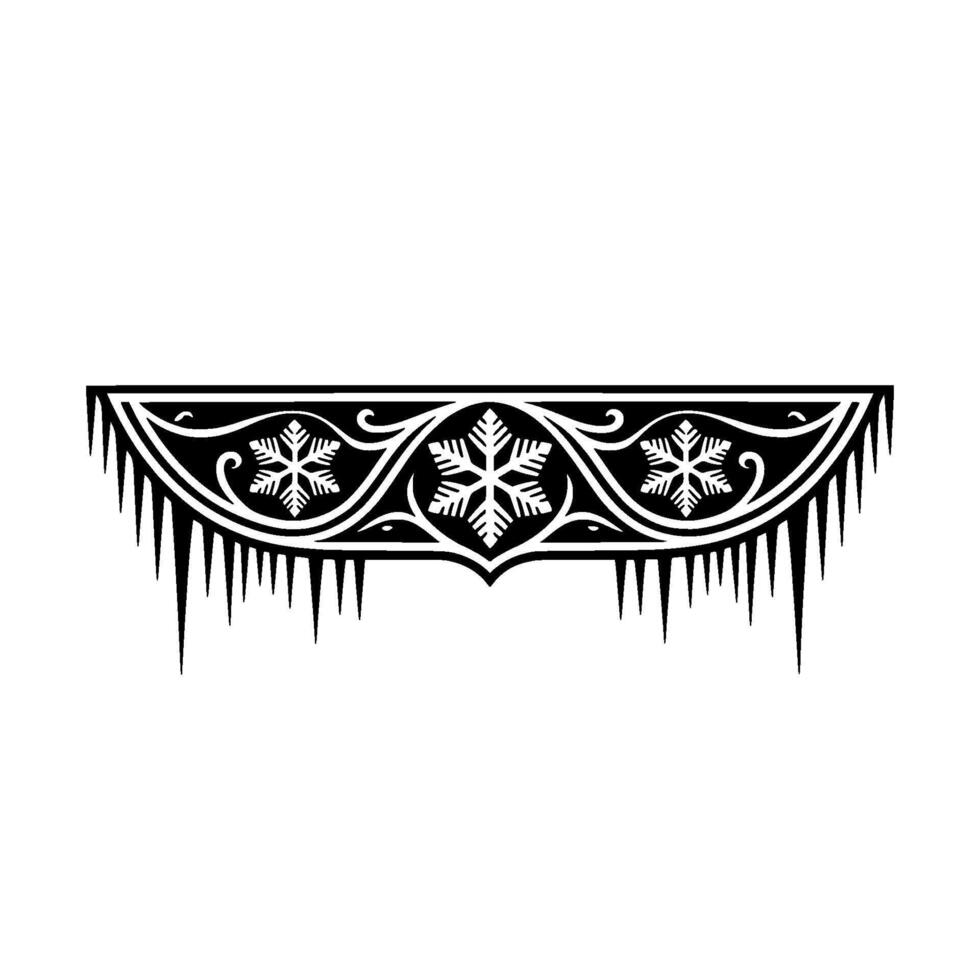 Elegant Winter Border with Snowflakes and Icicles - Black White vector