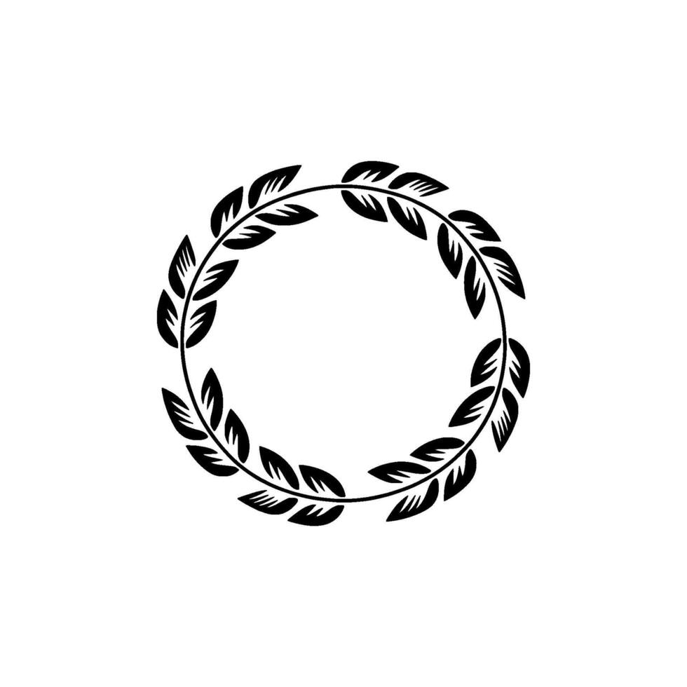 Minimalist Laurel Wreath Illustration, Black Leaves on Light Gray Background vector