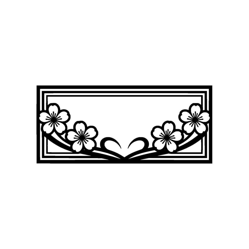 Floral Frame with Cherry Blossoms - Minimalist vector