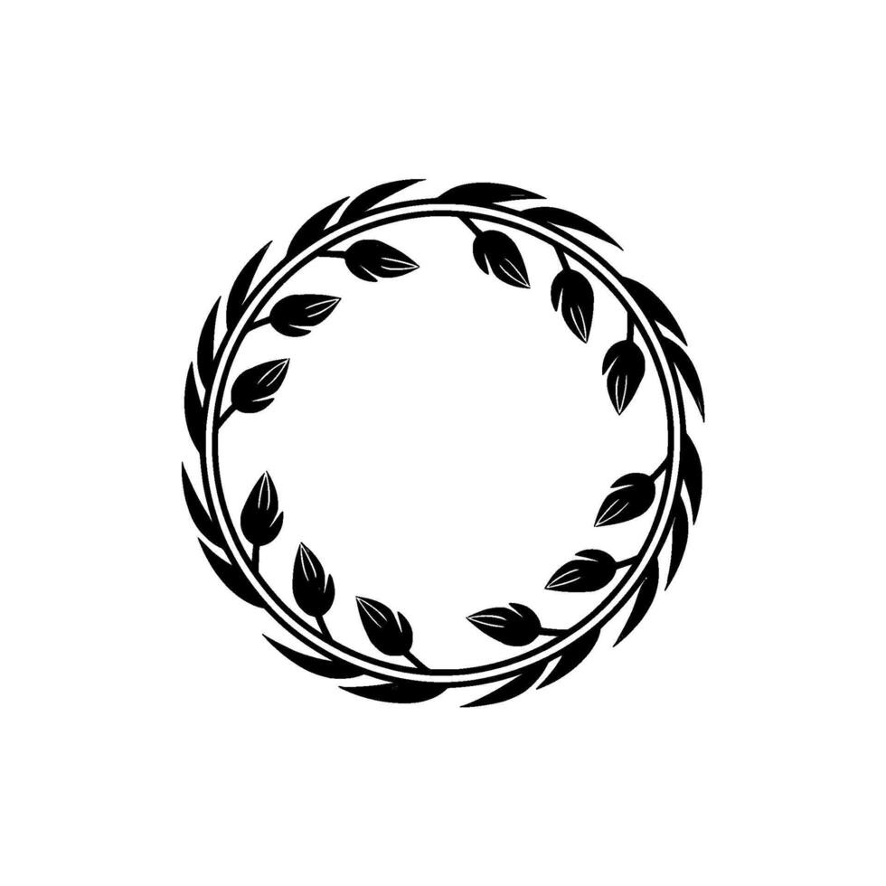 Minimalist Floral Wreath Illustration, Black Gray, Elegant vector