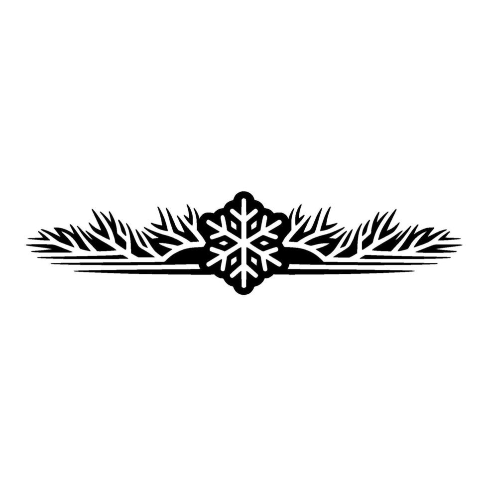 Minimalist Snowflake Fir Branch Christmas vector