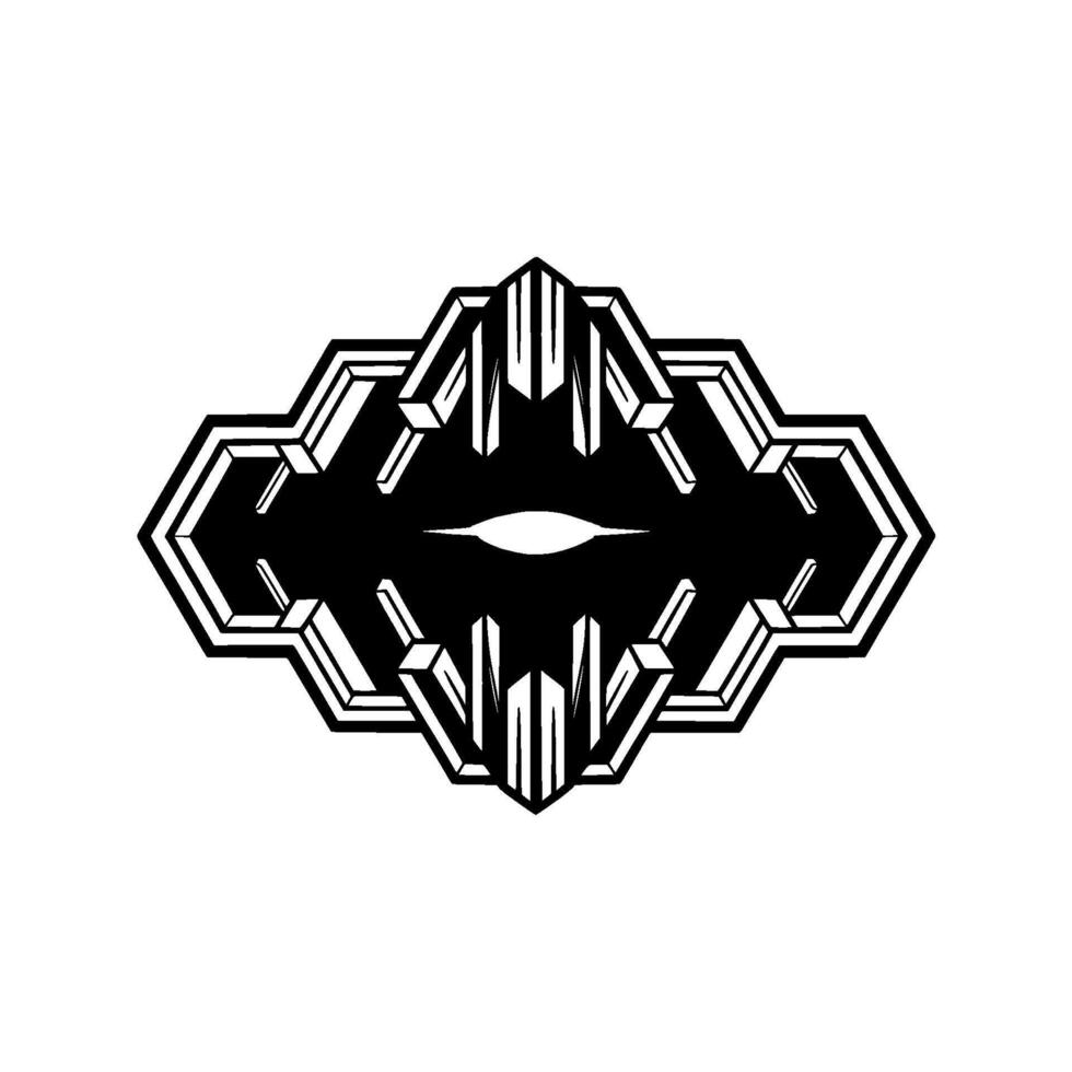 Art Deco Emblem Geometric Black White , Minimalist vector