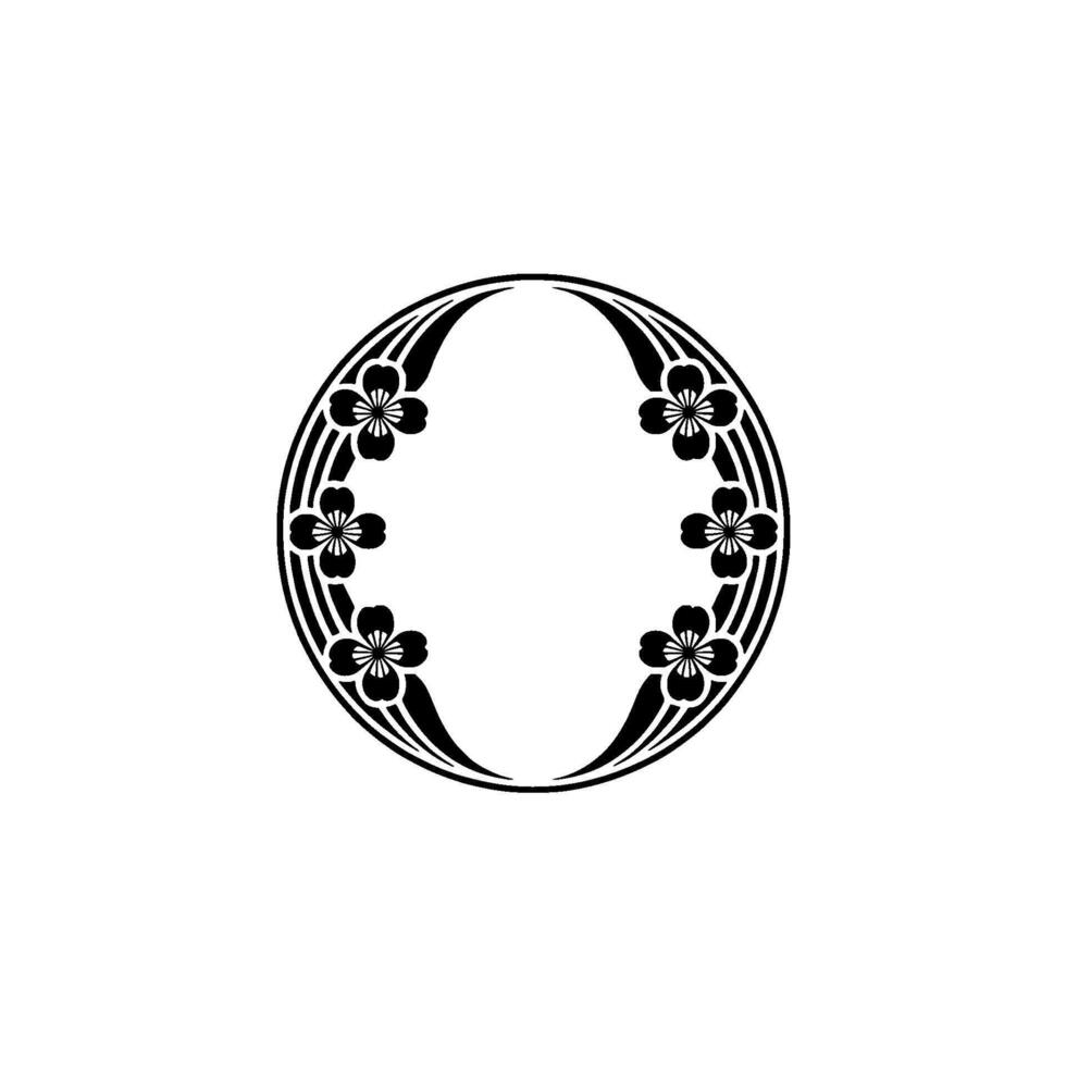 Art Nouveau Floral Circle Frame on White, Decorative Border vector