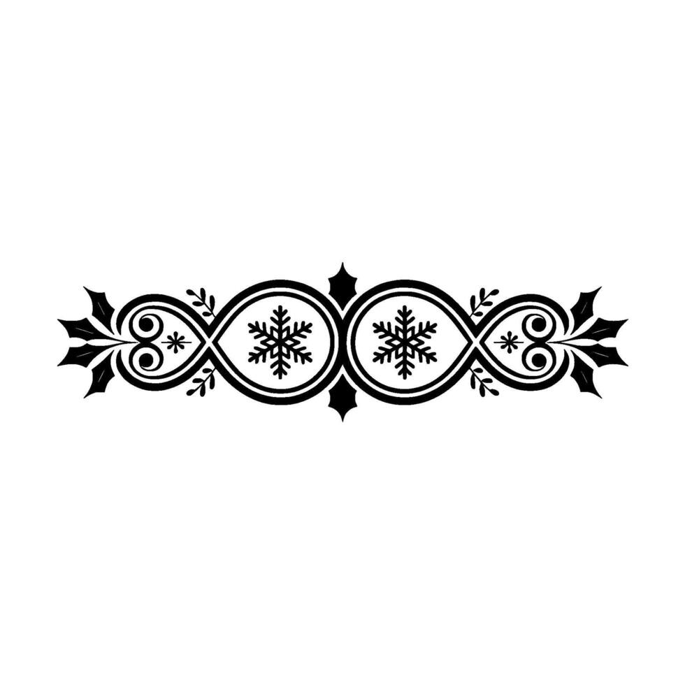 Elegant Christmas Ornament Border Snowflake Leaf Motif vector