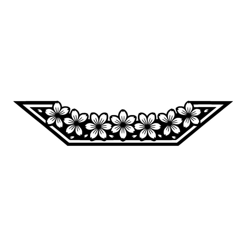 Minimalist Floral Border Cherry Blossoms in Black White vector