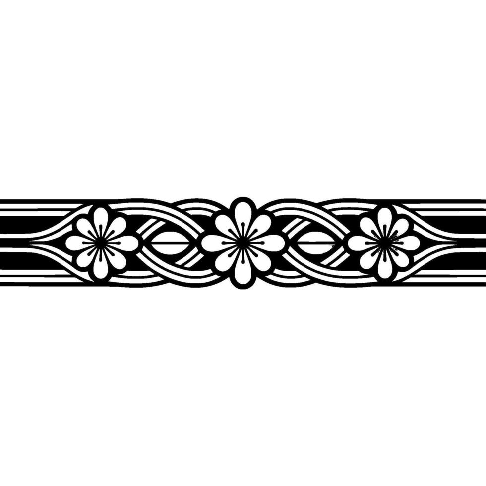 Decorative Floral Border , Elegant Black White, Seamless Pattern vector