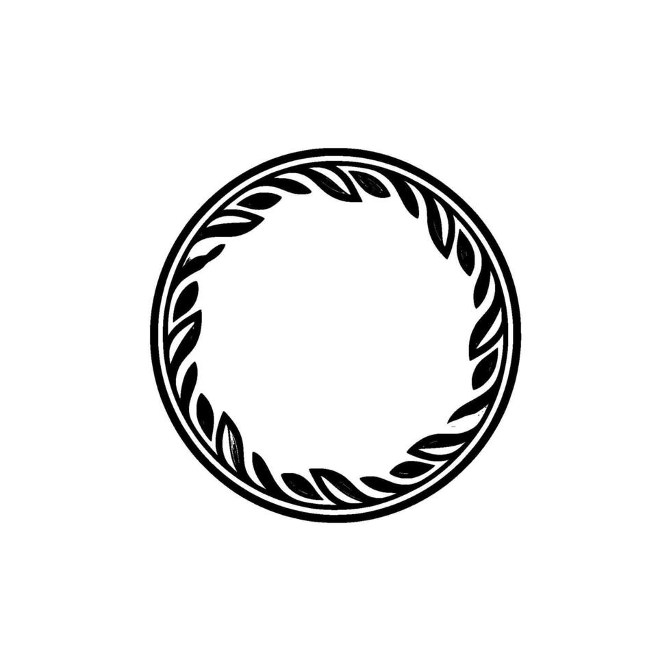 Minimalist Floral Circle Frame on White Background vector