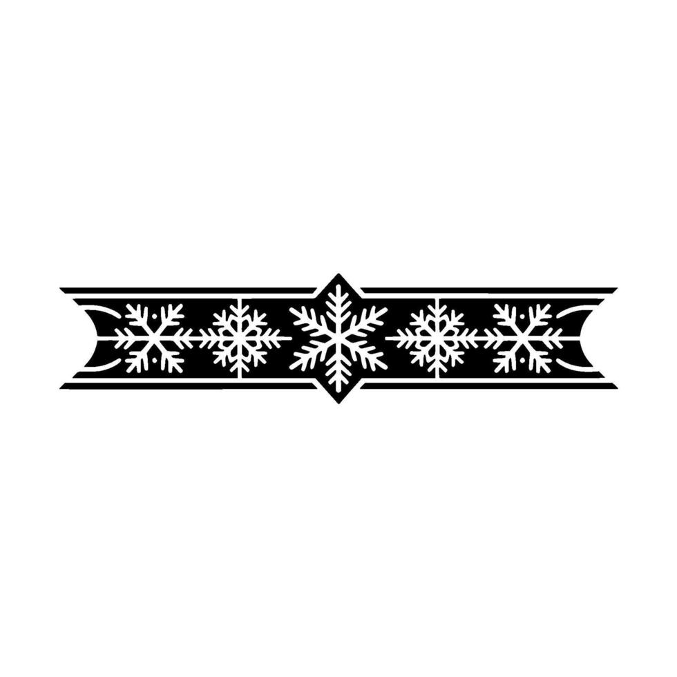 Elegant Winter Snowflake Banner - Illustration, Black and White vector