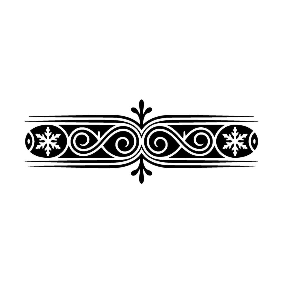 Elegant Black White Ornate Border with Snowflake Elements vector