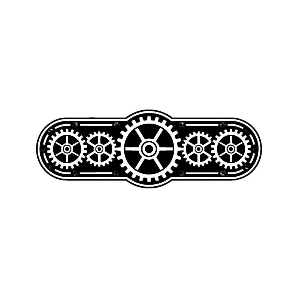 Steampunk Gear Mechanism , Illustration, Black and White vector