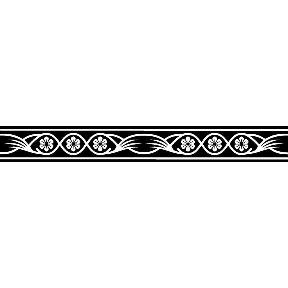 Elegant Black and White, Floral Border Element vector