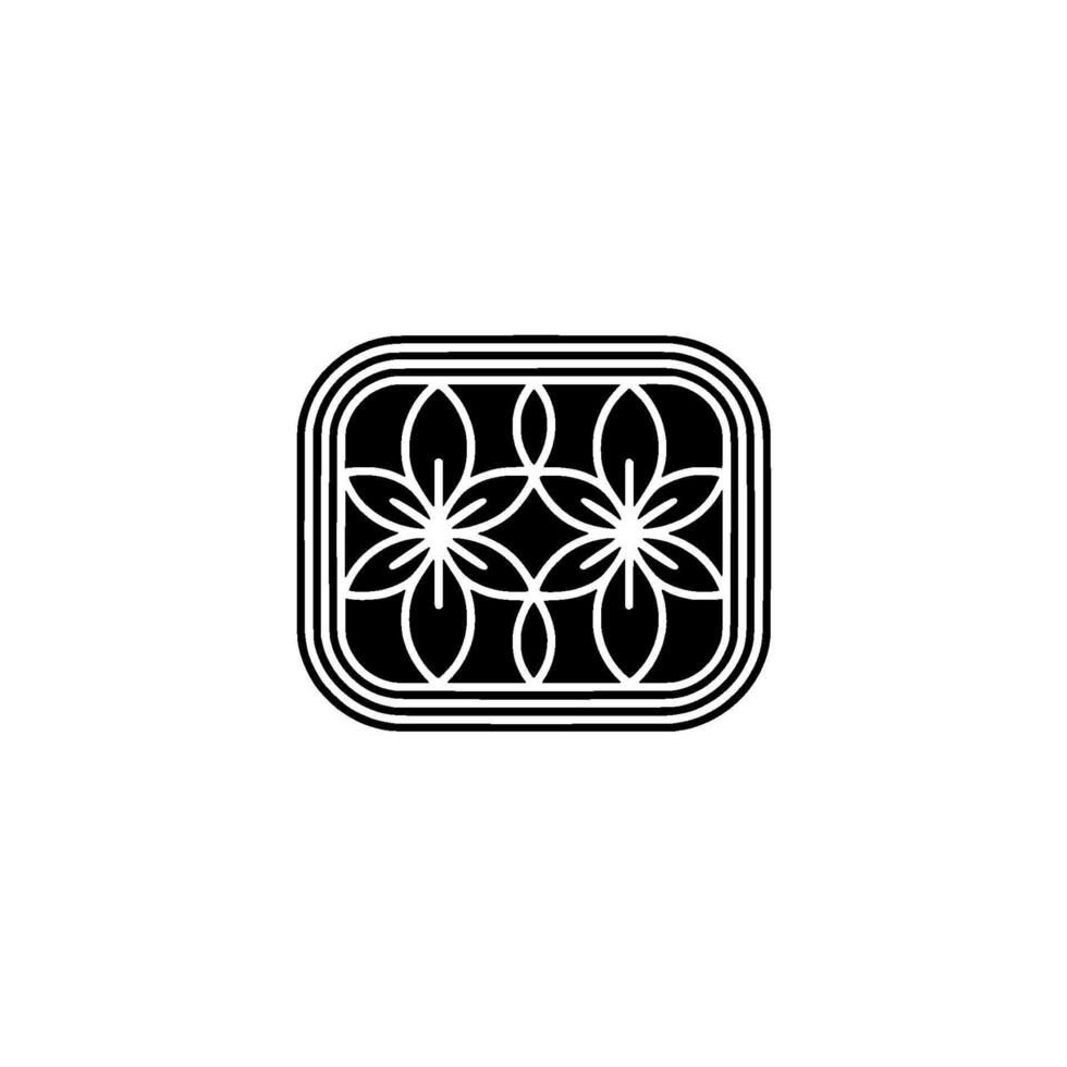 Geometric Floral in Black and White with Rounded Corners vector