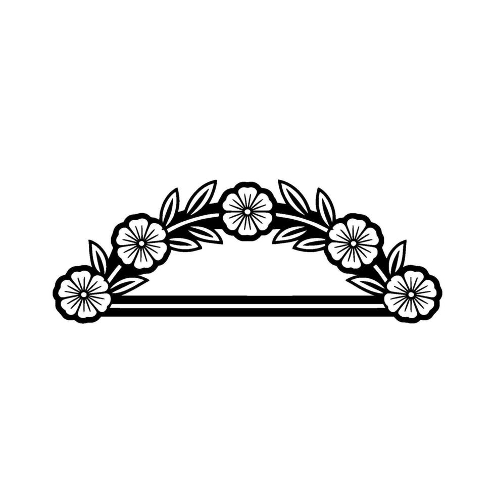 Floral Arch Illustration Elegant Black White vector