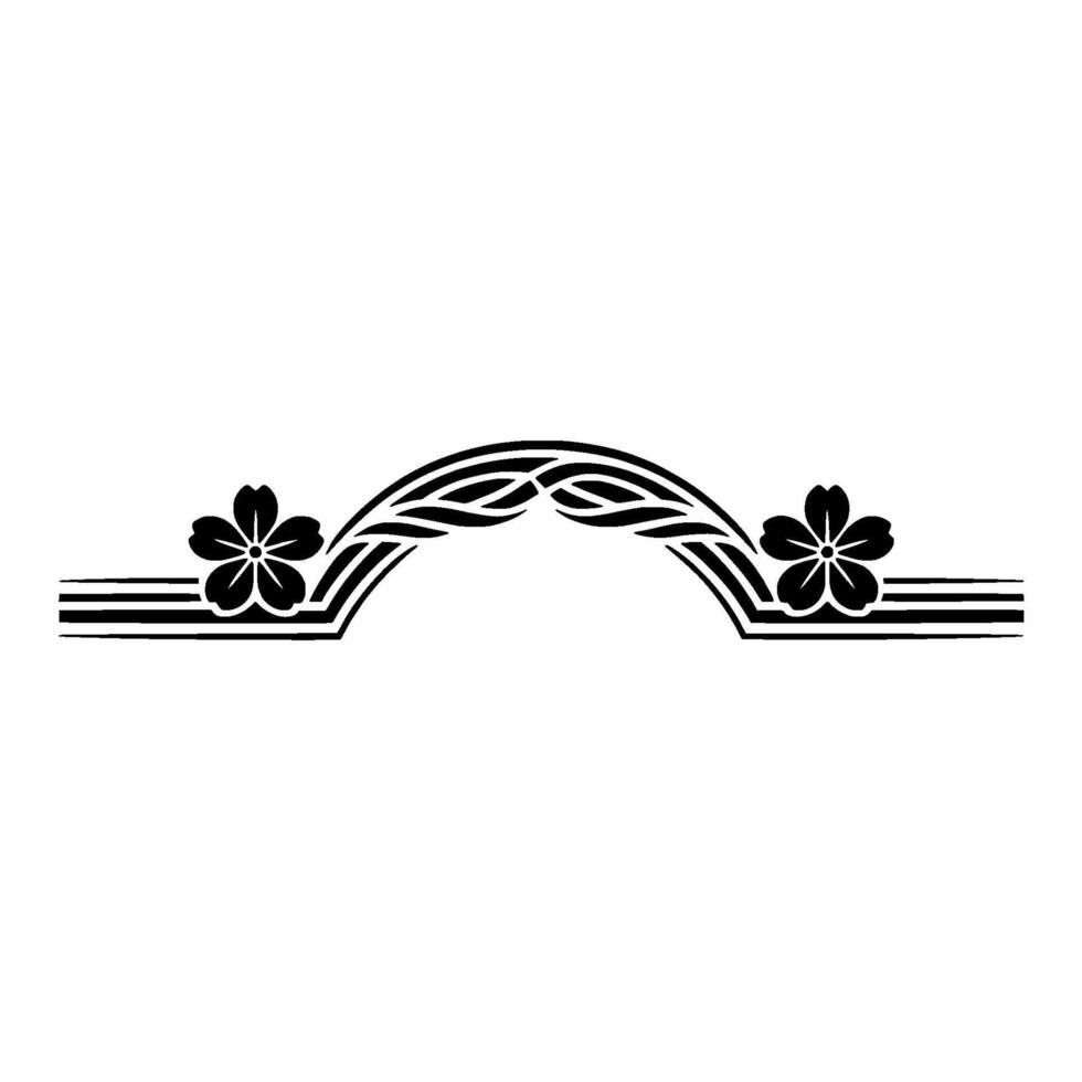 Elegant Cherry Blossom Archway Element in Black and White vector