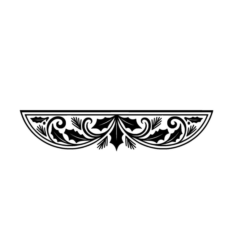 Elegant Black Holly Border- on White Background vector