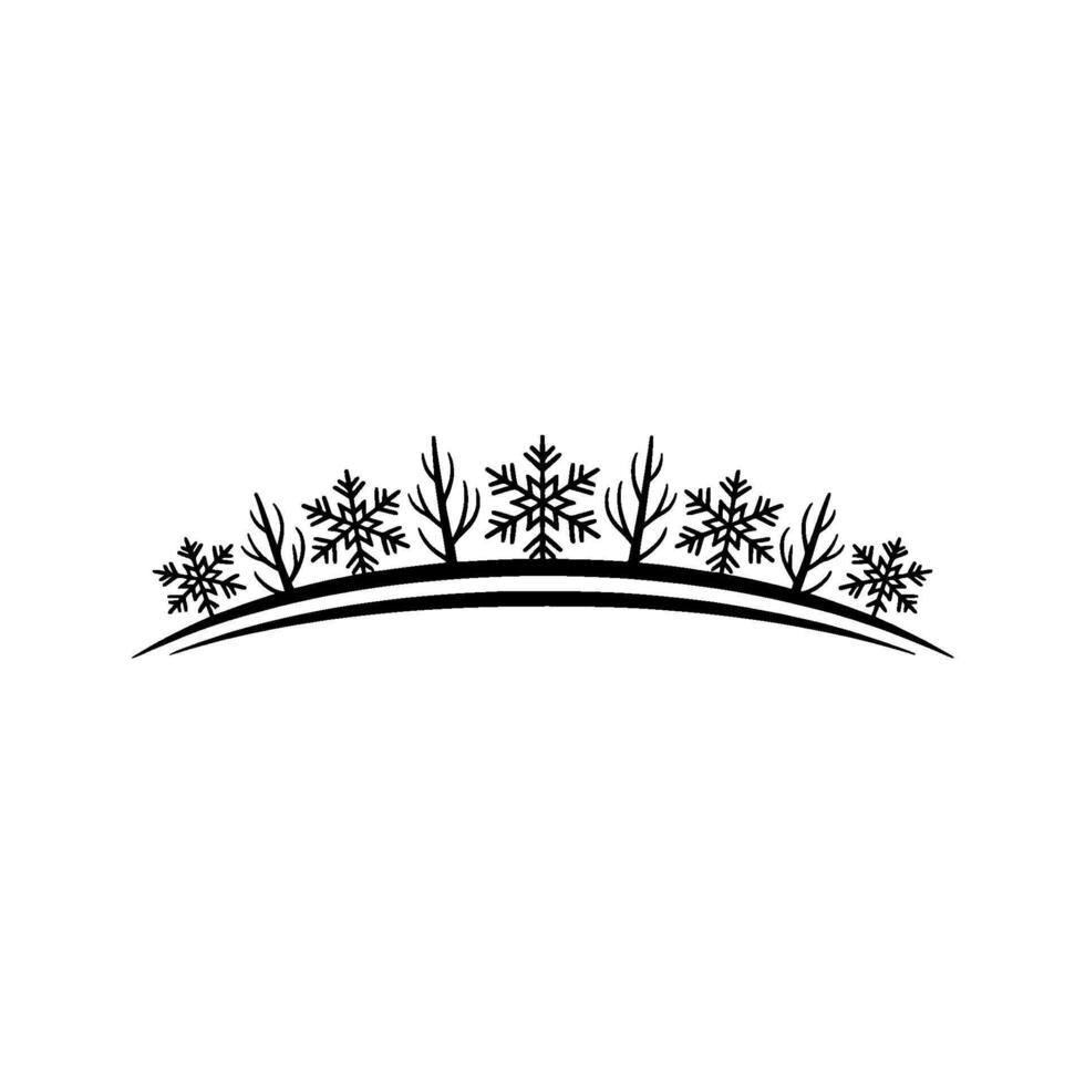 Minimalist Winter Snowflakes and Bare Trees Border vector