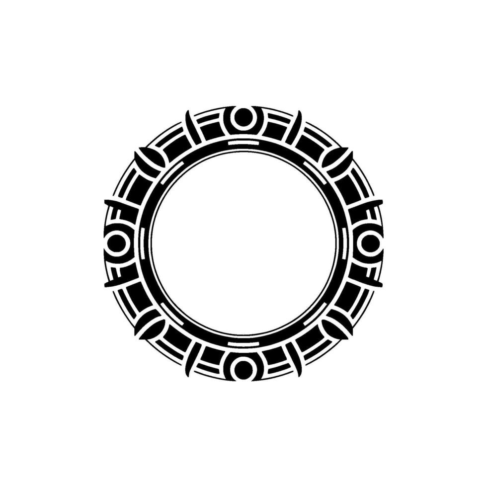 Art Deco Circular Frame, Black White Ornament, Minimalist vector