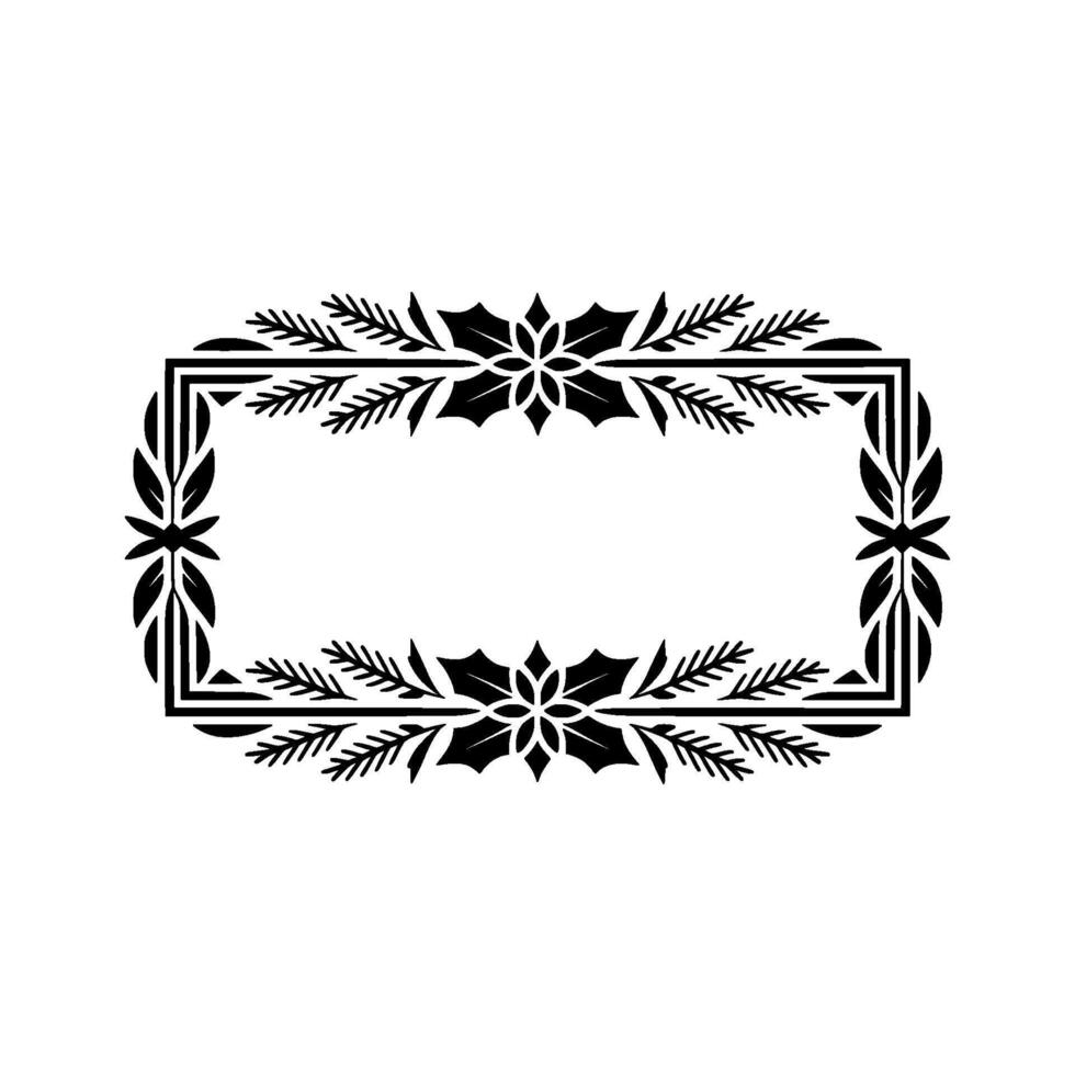 Elegant Christmas Frame Border with Holly, Pine, and Floral Elements, Isolated vector