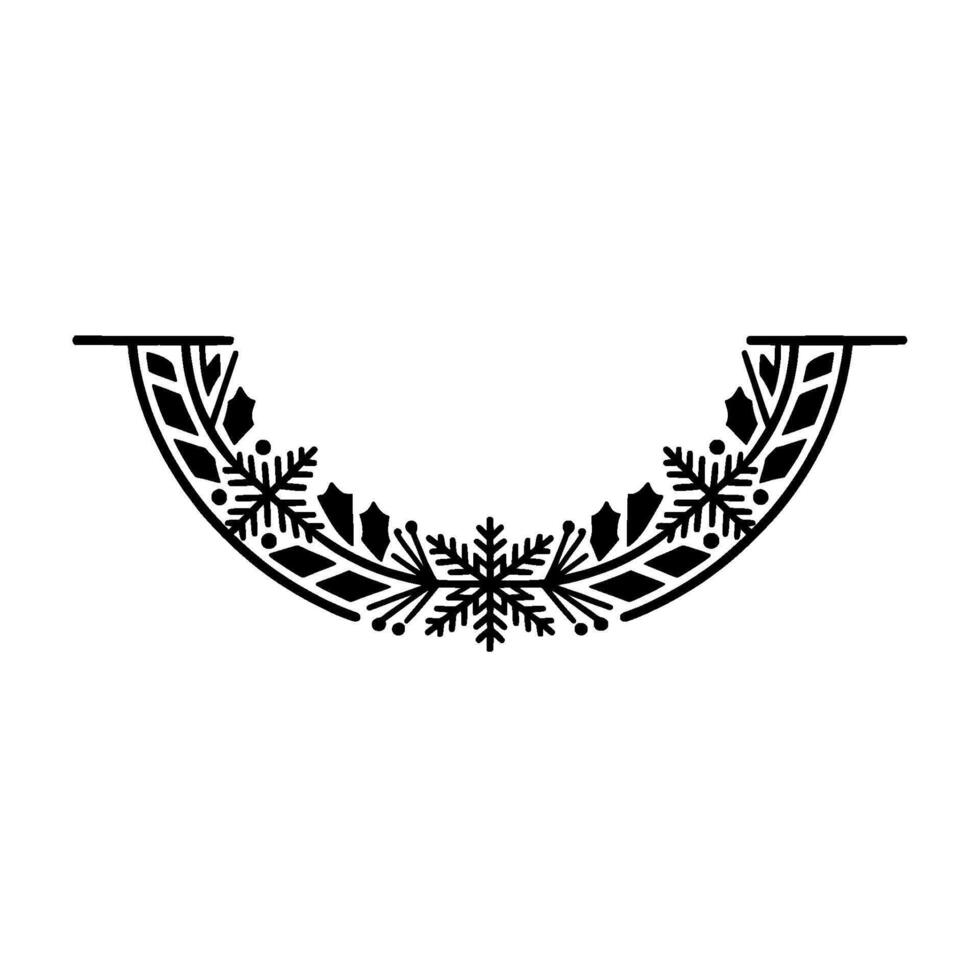Elegant Minimalist Snowflake and Foliage Border, Black and White vector
