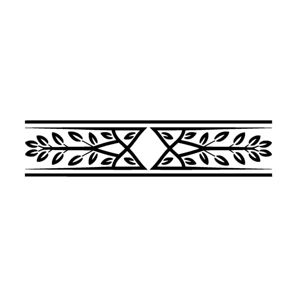 Decorative Black Floral Border on White Background, Minimalist vector