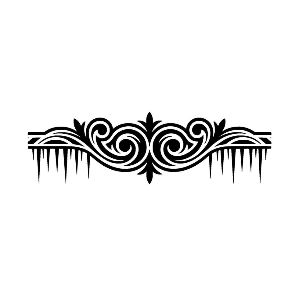 Ornate Icicle Border Illustration, Black White vector