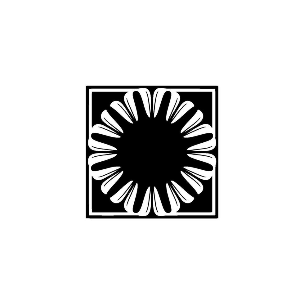 Abstract Black and White Floral Square vector