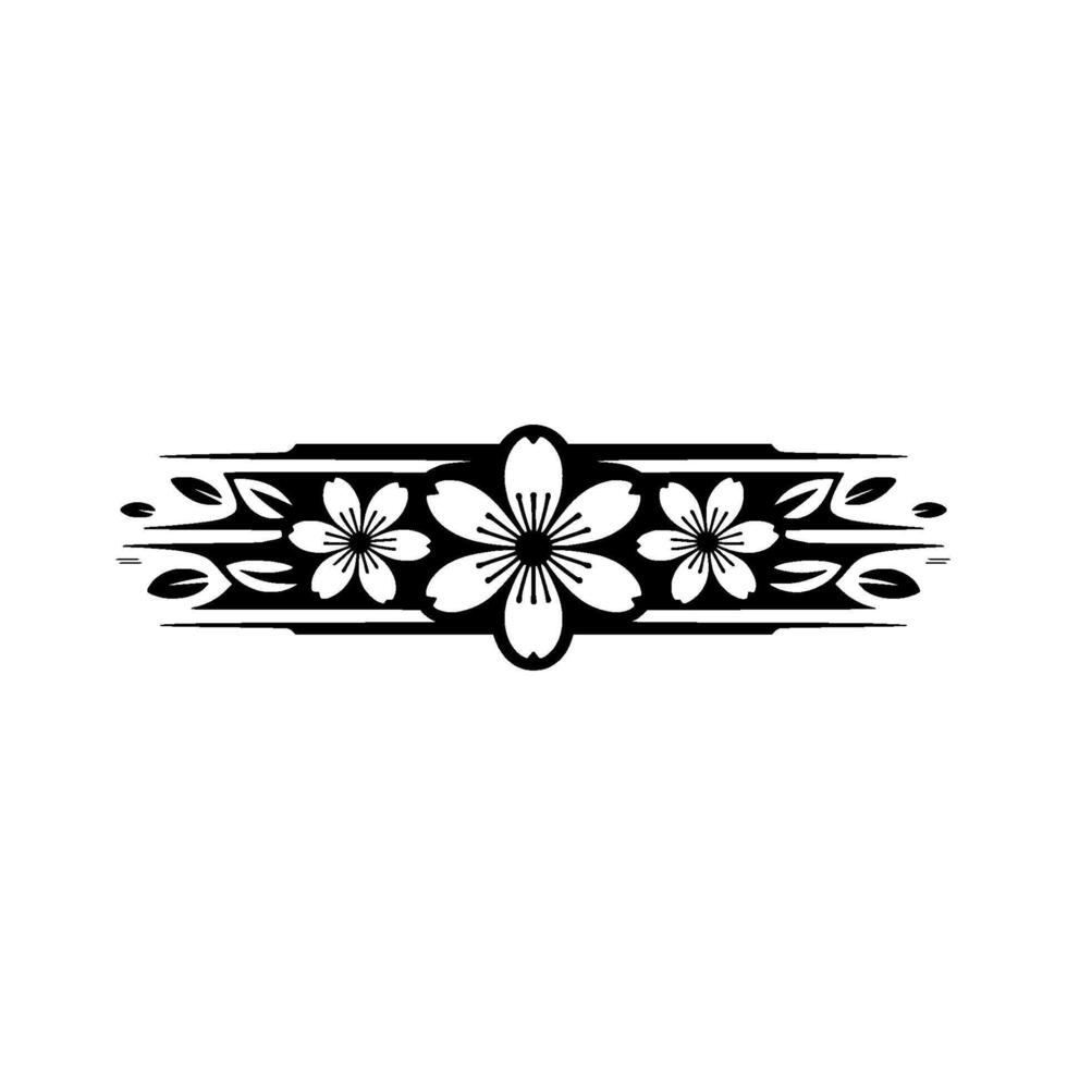 Elegant Black and White Sakura Flower Border vector
