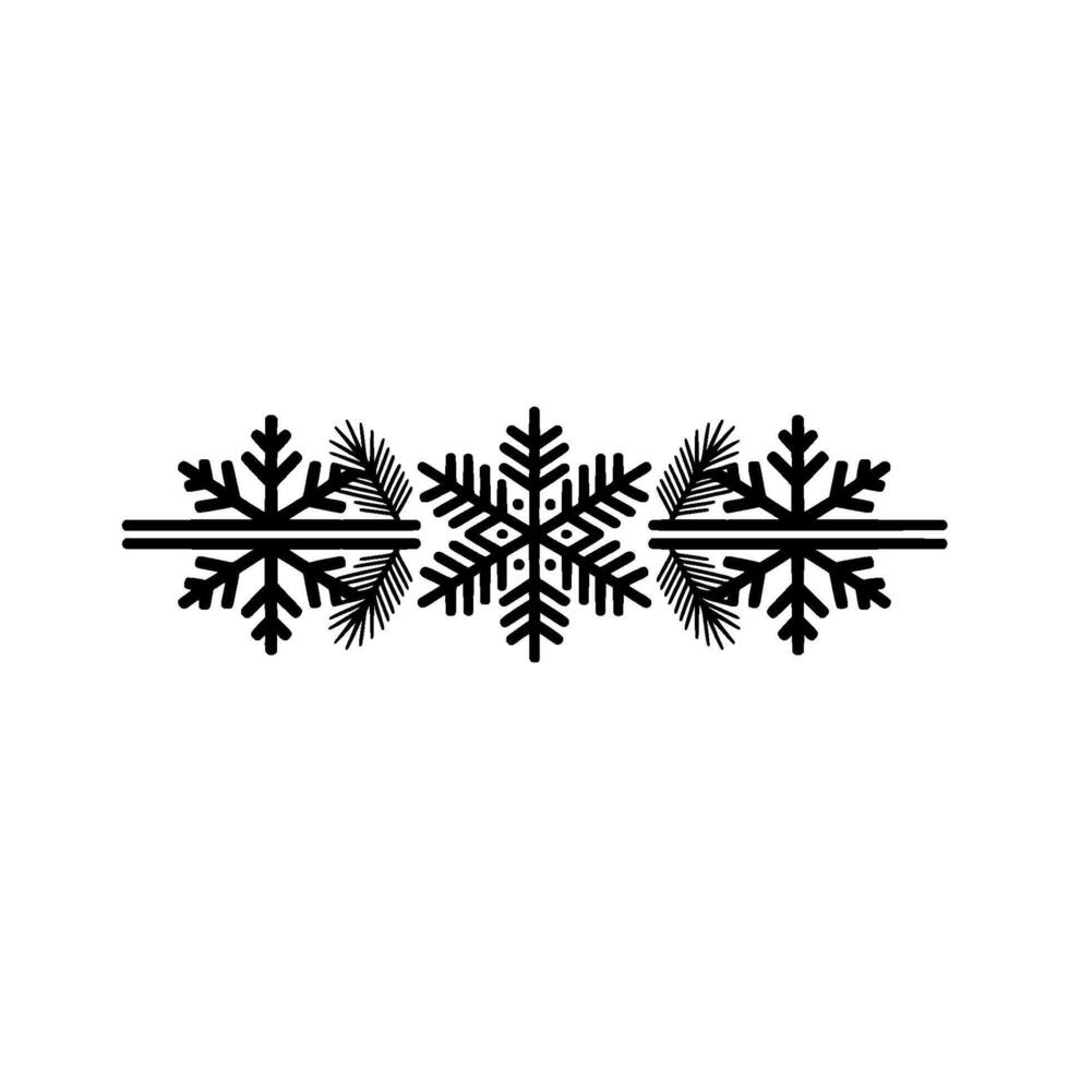 Minimalist Black White Snowflake Border for Winter Holidays vector