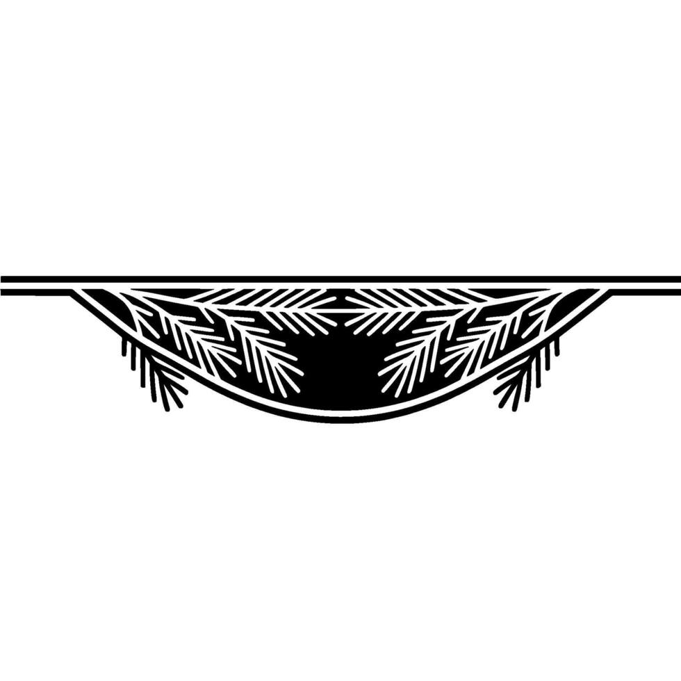 Minimalist Evergreen Border Ornament, Black and White vector